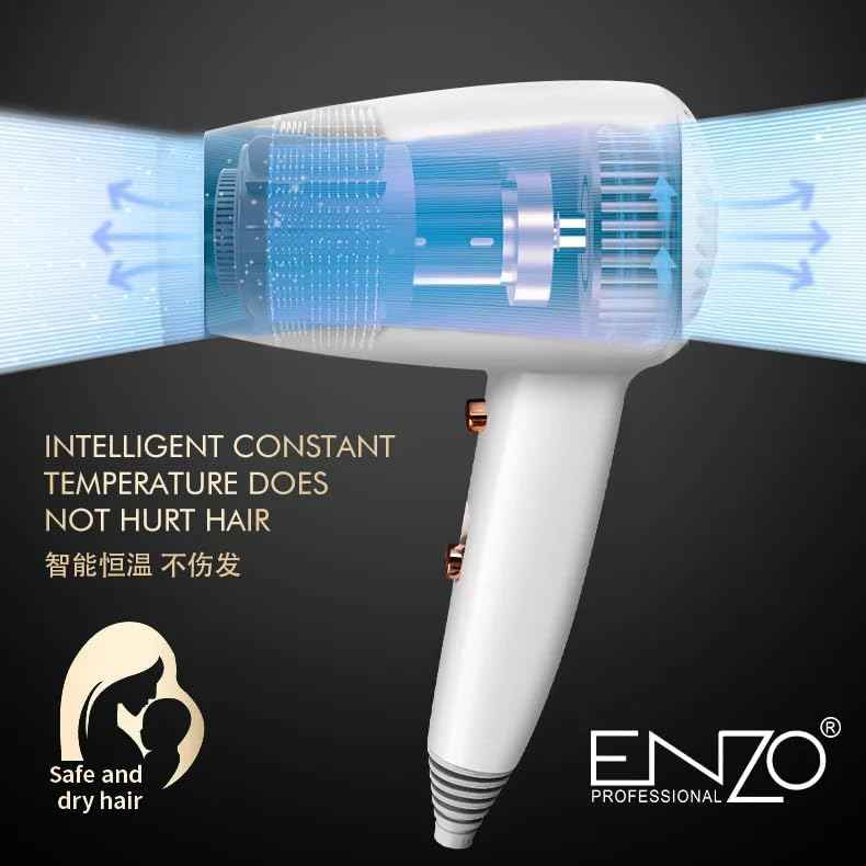 ENZO EN-6005 WallPro – Zidni Fen za Kosu 1600W s Toplim i Hladnim Zrakom